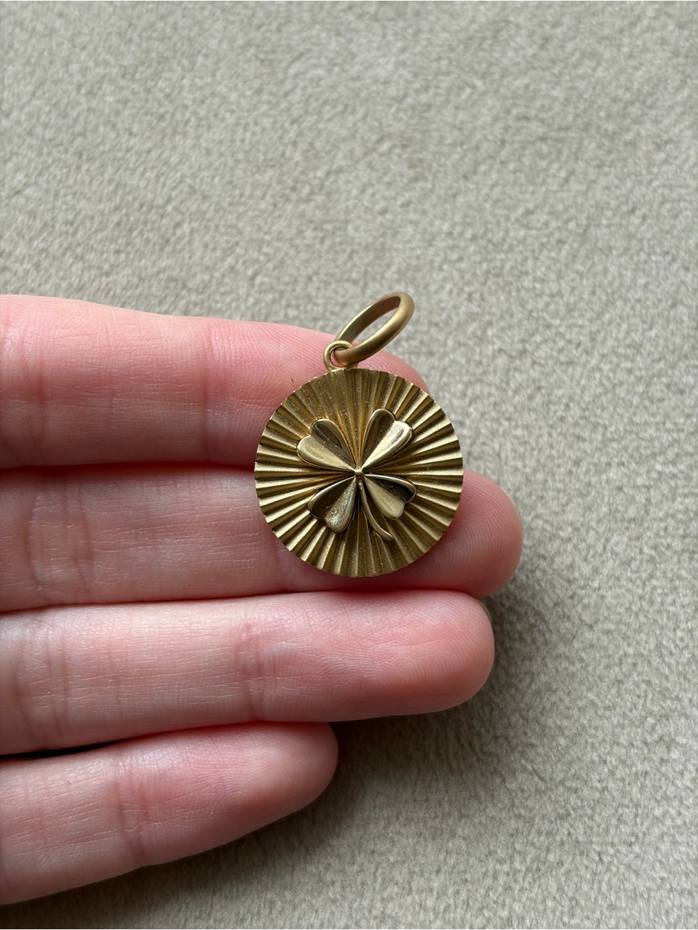 Solid Gold Machine Turned Clover Medallion Pendant